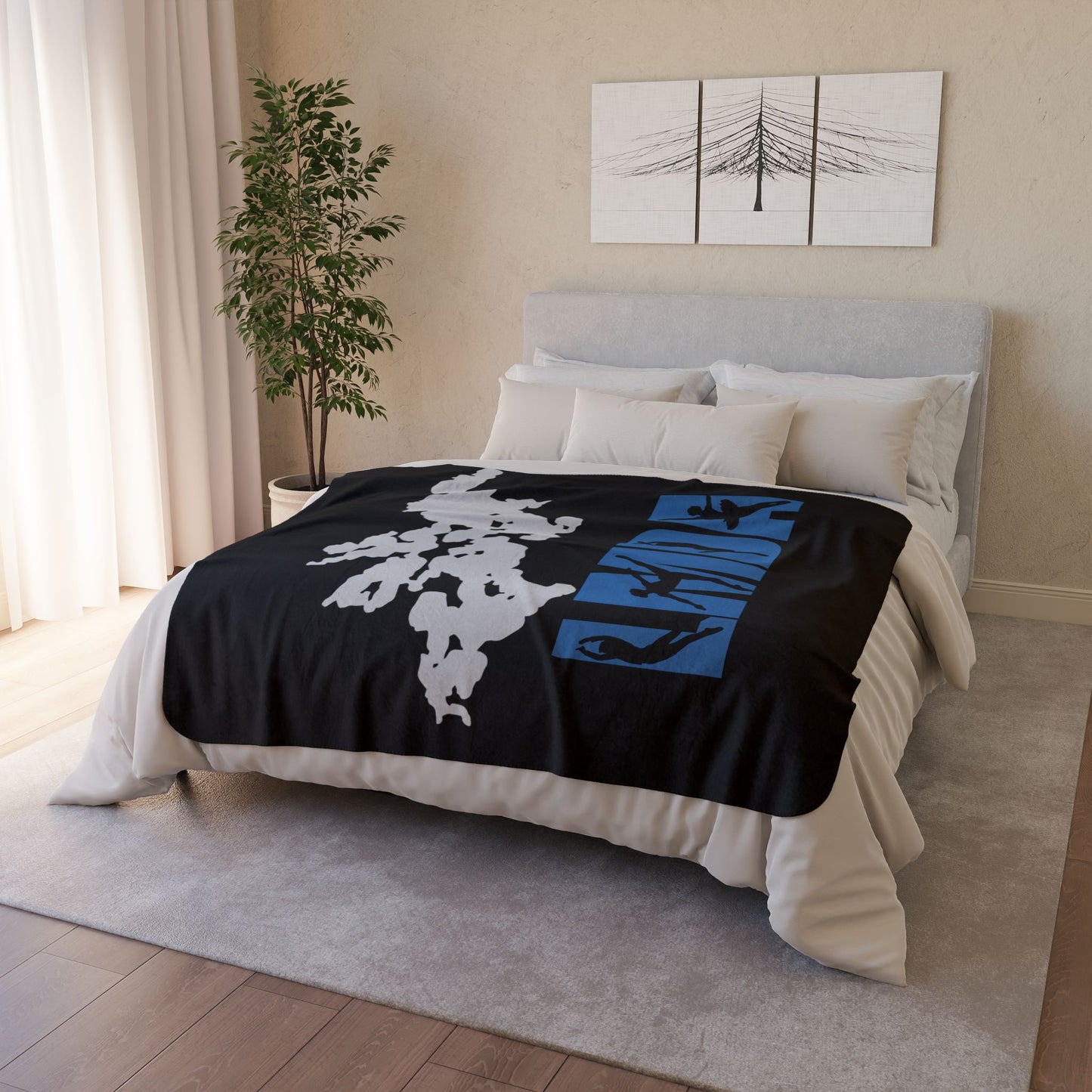 Fleece Sherpa Blanket — LMDA Dance Silhouette Lake Minnetonka Map Throw