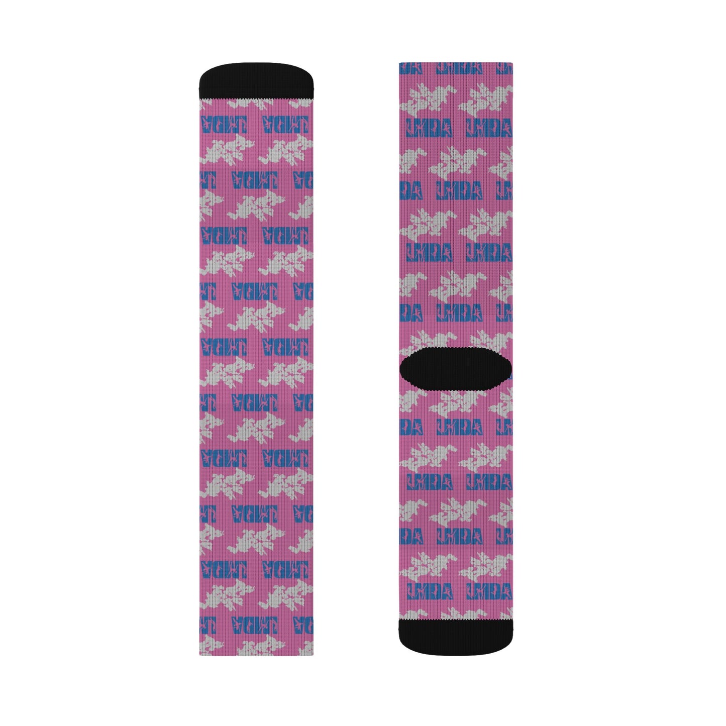 LMDA Sublimation Socks — Novelty Crew Socks with Repeating LMDA