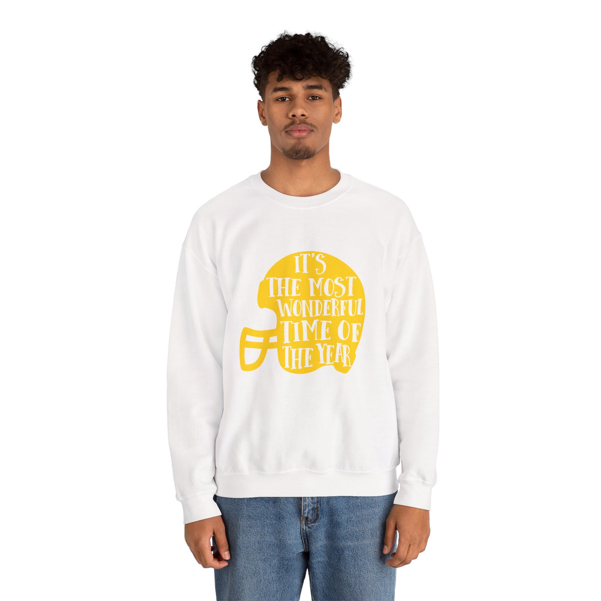 Football Helmet 'It's the Most Wonderful Time of the Year' Crewneck Sweatshirt | Football Fan Apparel, Team Spirit Sweatshirt, Football Season
