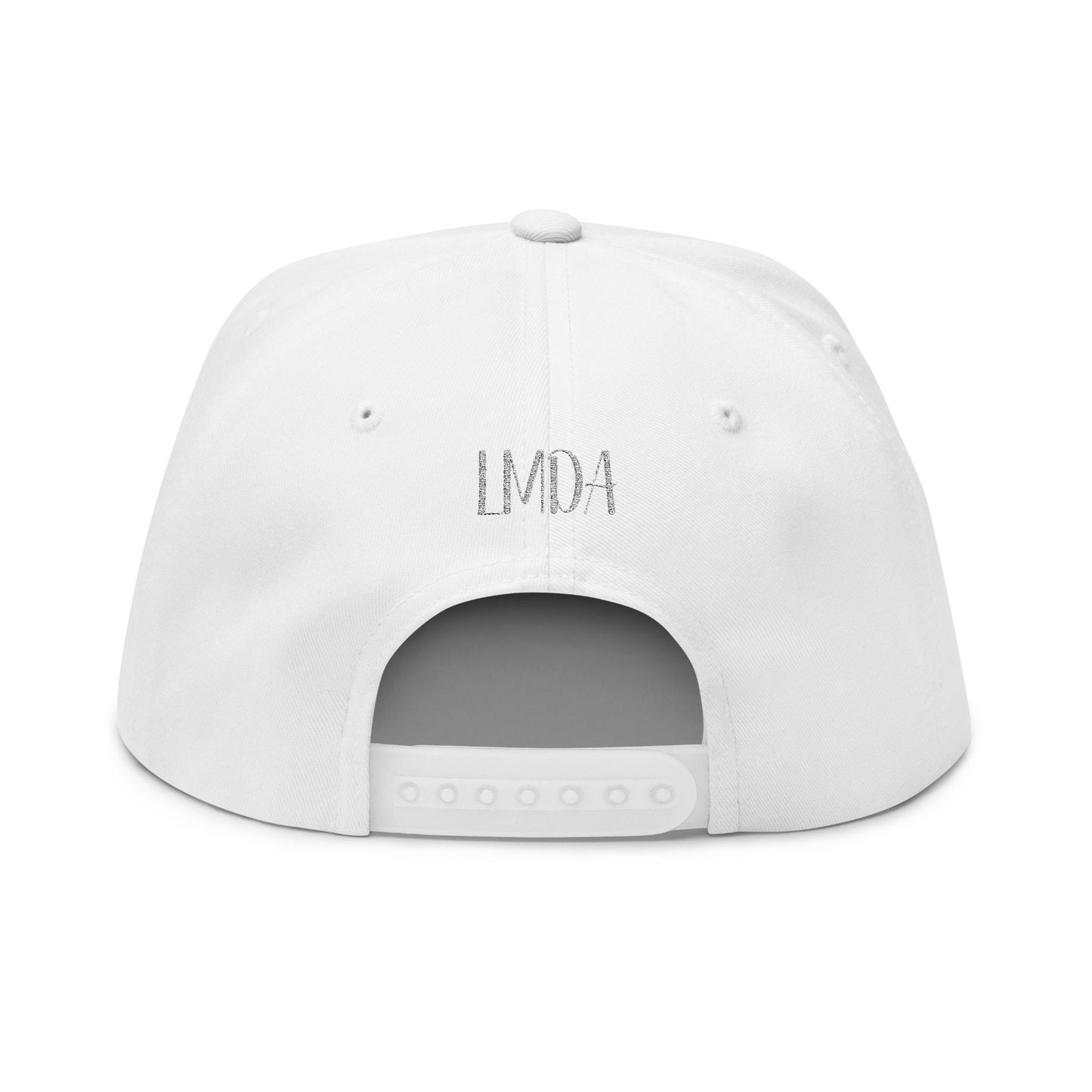 Flat Bill Cap — LMDA Embroidered Distressed Logo Snapback