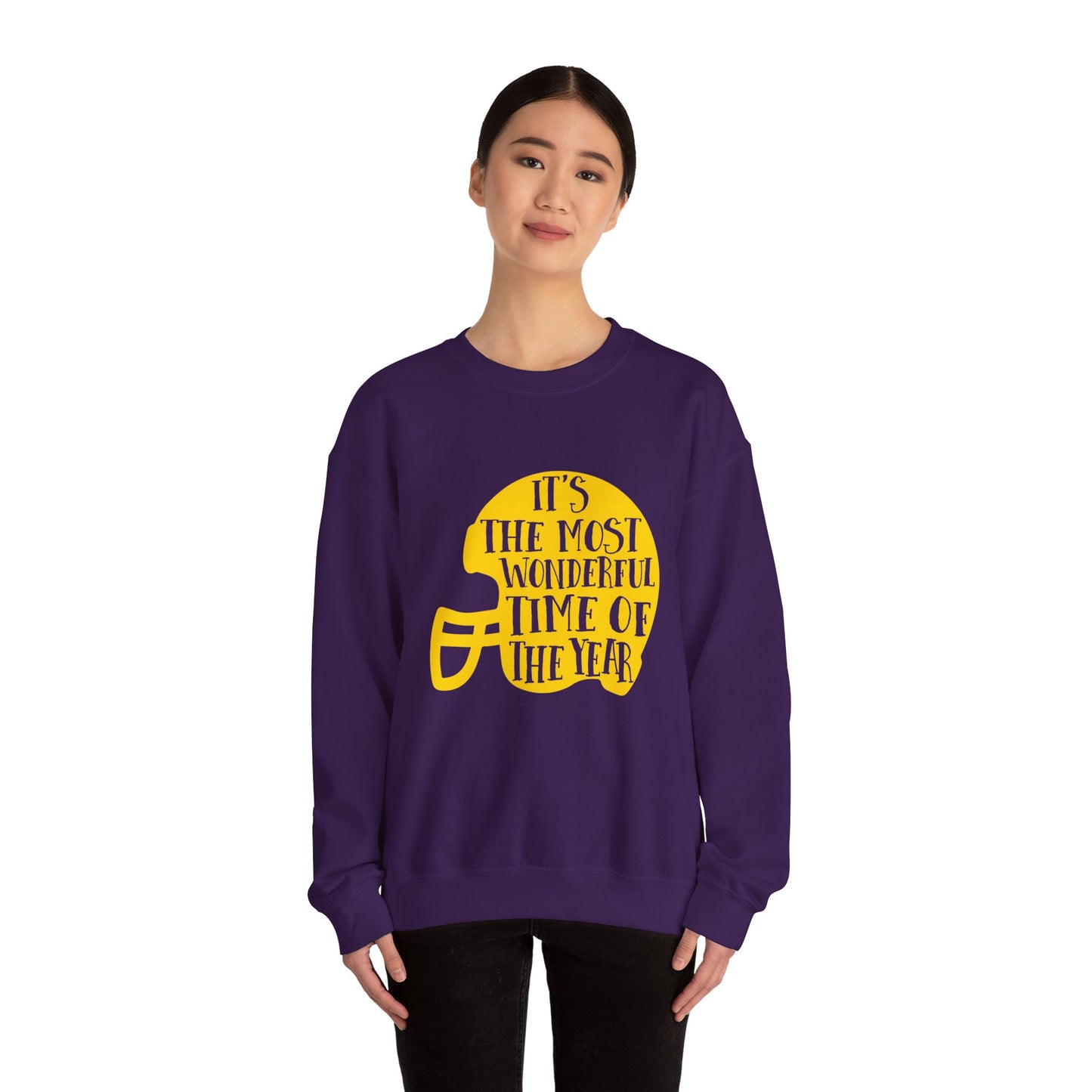 Football Helmet 'It's the Most Wonderful Time of the Year' Crewneck Sweatshirt | NFL Fan Apparel, Team Spirit Sweatshirt, Football Season