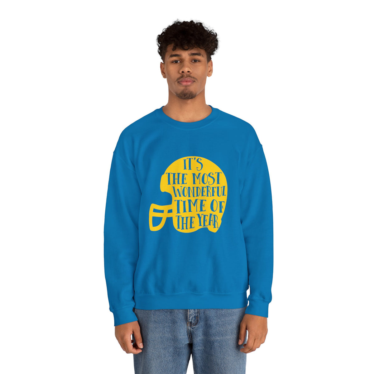 Football Helmet 'It's the Most Wonderful Time of the Year' Crewneck Sweatshirt | Football Fan Apparel, Team Spirit Sweatshirt, Football Season