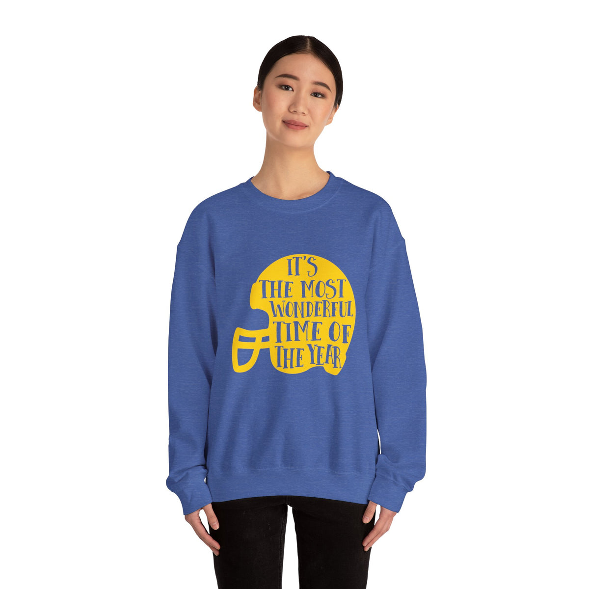 Football Helmet 'It's the Most Wonderful Time of the Year' Crewneck Sweatshirt | Football Fan Apparel, Team Spirit Sweatshirt, Football Season