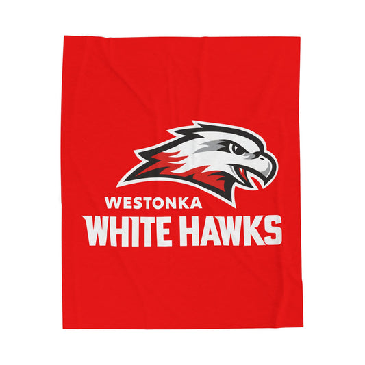 Velveteen Plush Blanket — Westonka White Hawks Logo Throw