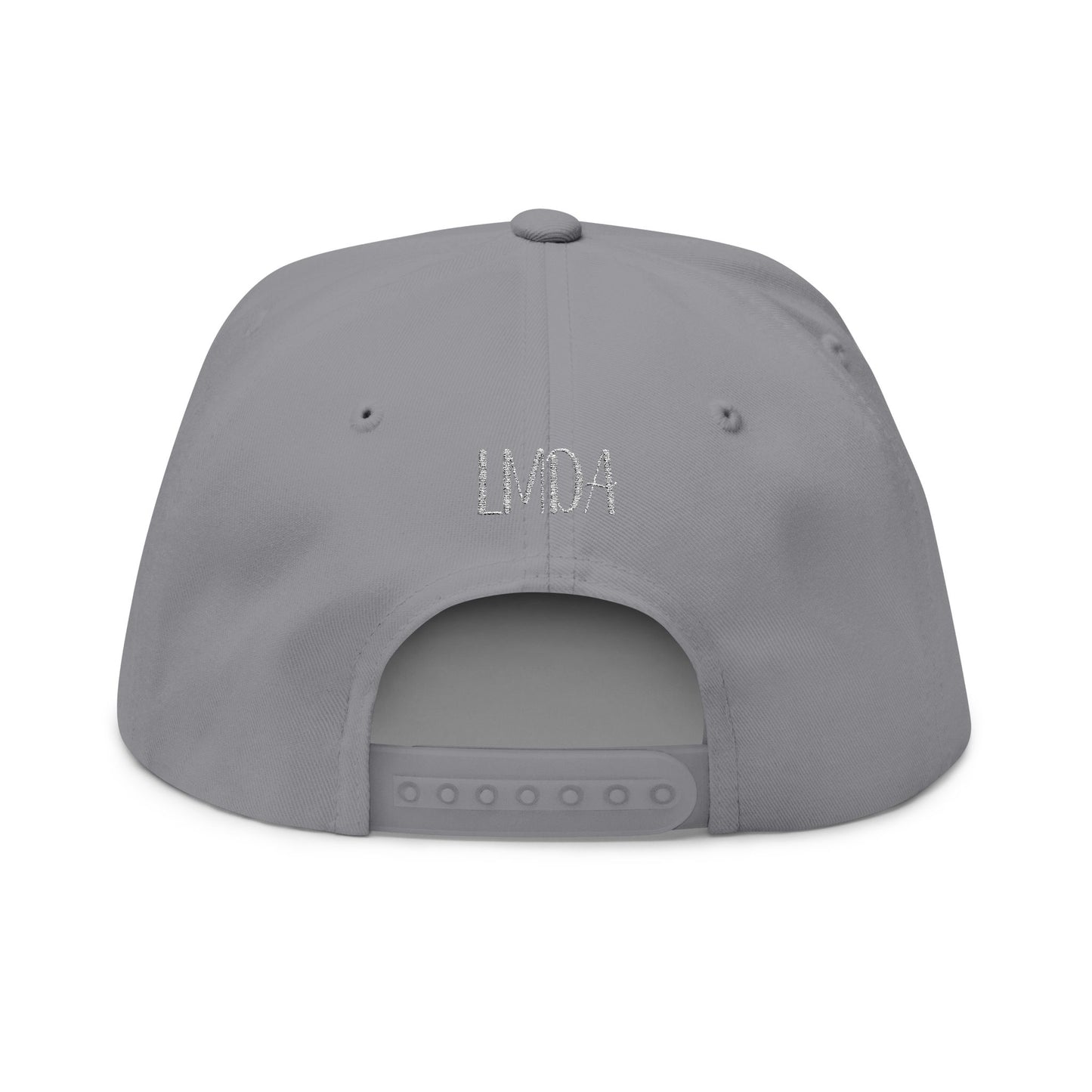 Flat Bill Cap — LMDA Embroidered Distressed Logo Snapback