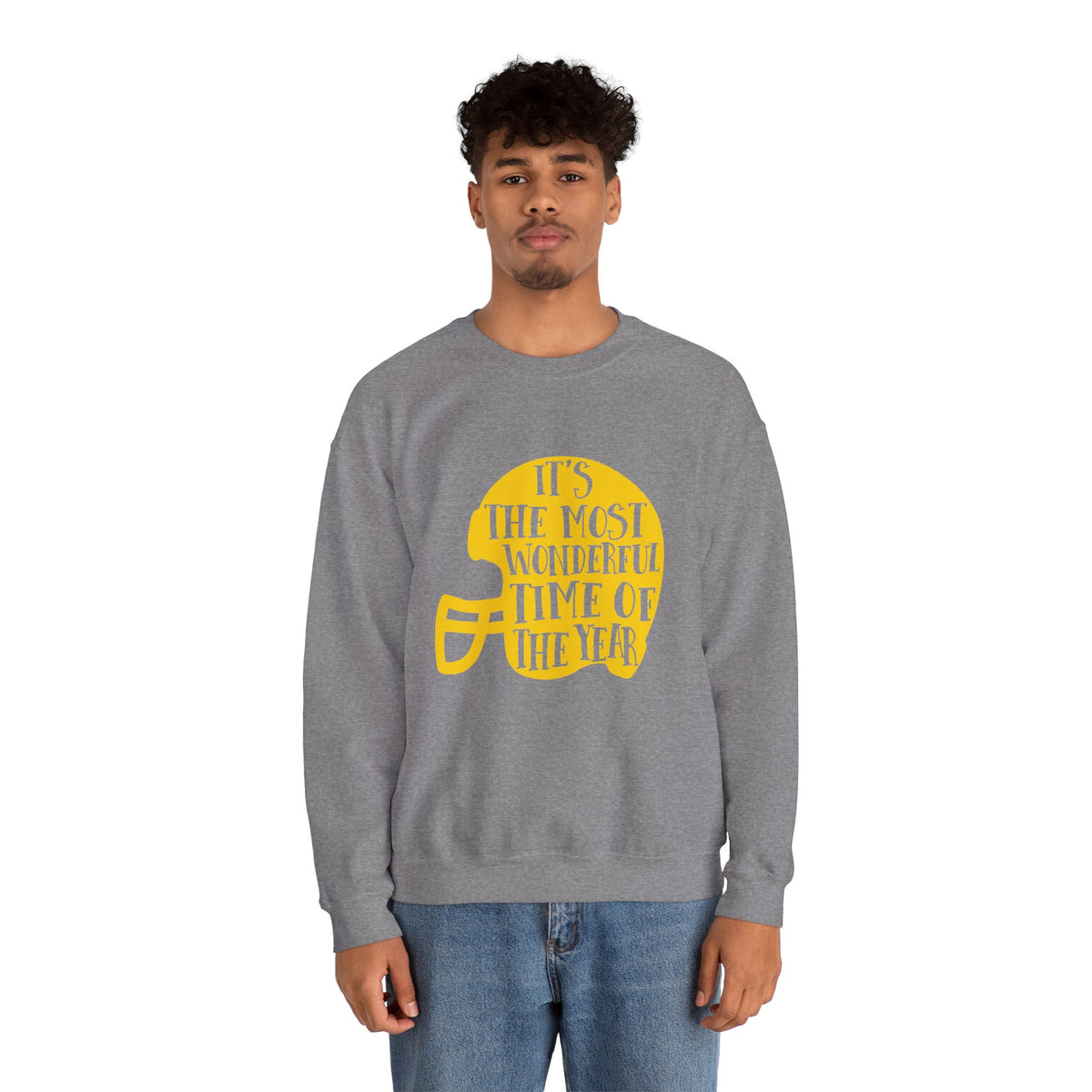 Football Helmet 'It's the Most Wonderful Time of the Year' Crewneck Sweatshirt | Football Fan Apparel, Team Spirit Sweatshirt, Football Season