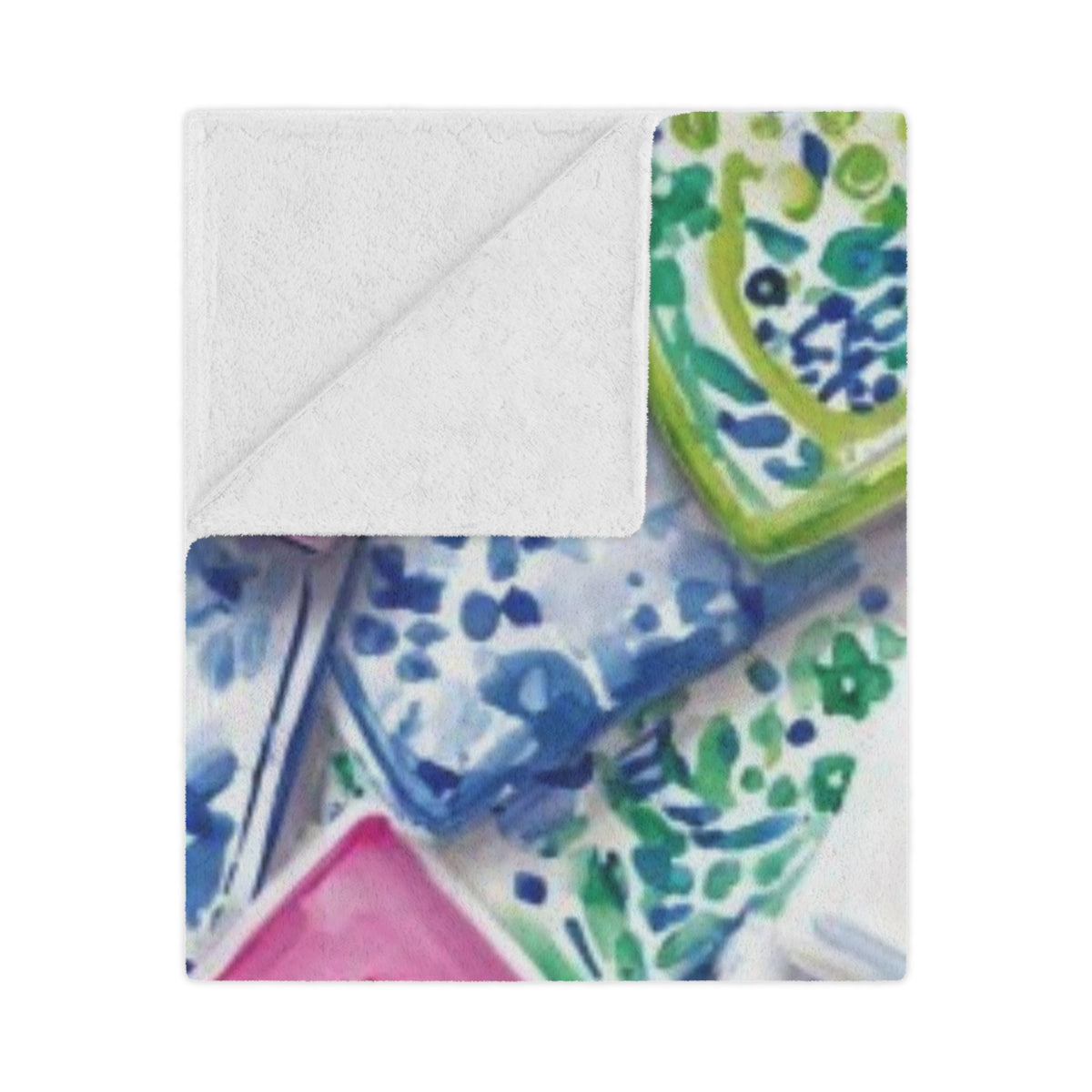 Minky Blanket — Floral Mahjong Tile Plush Throw