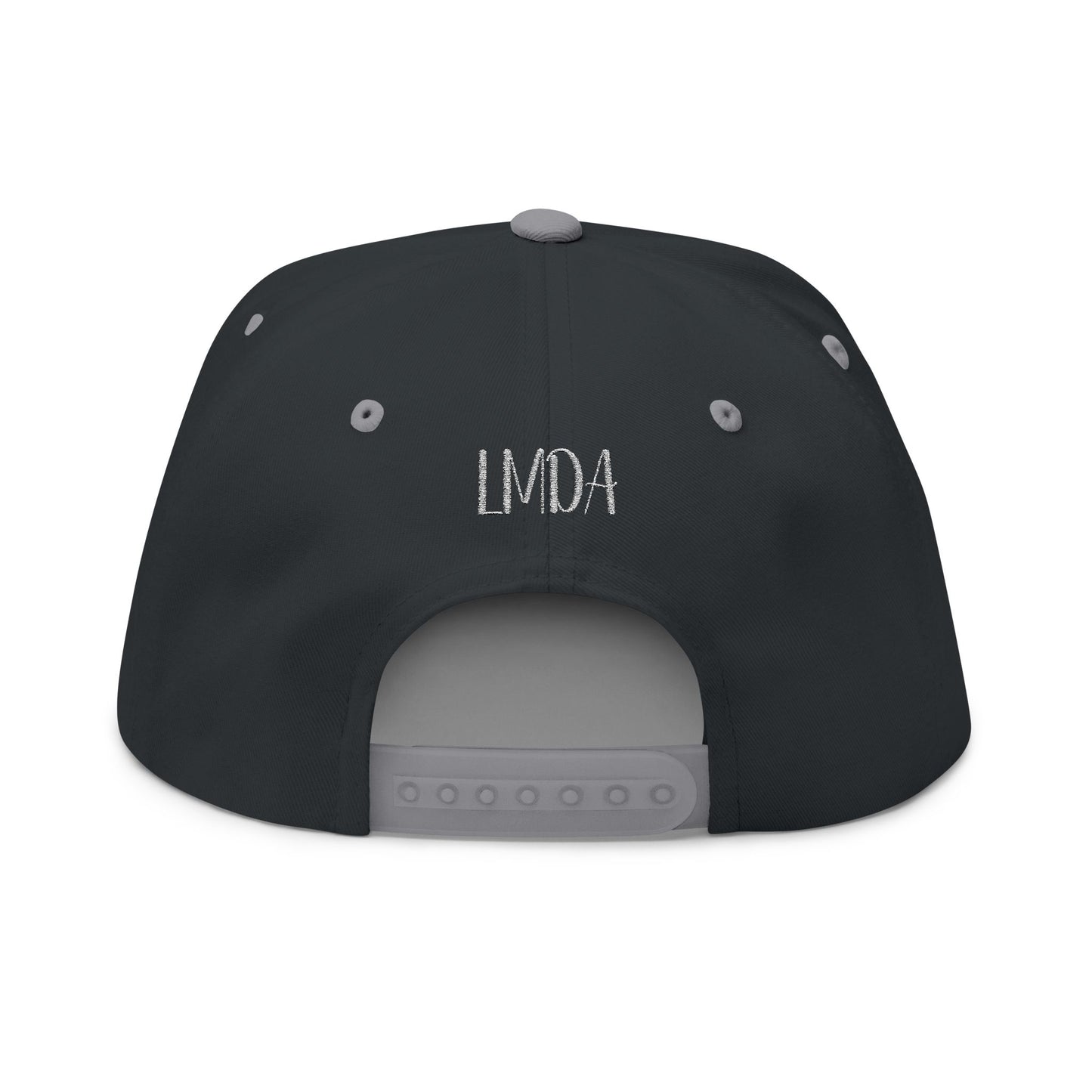 Flat Bill Cap — LMDA Embroidered Distressed Logo Snapback