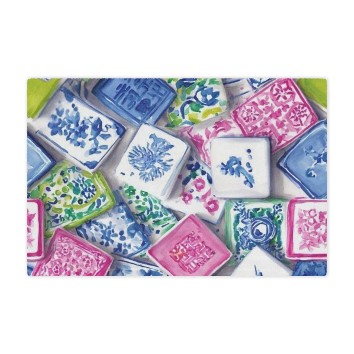 Minky Blanket — Floral Mahjong Tile Plush Throw