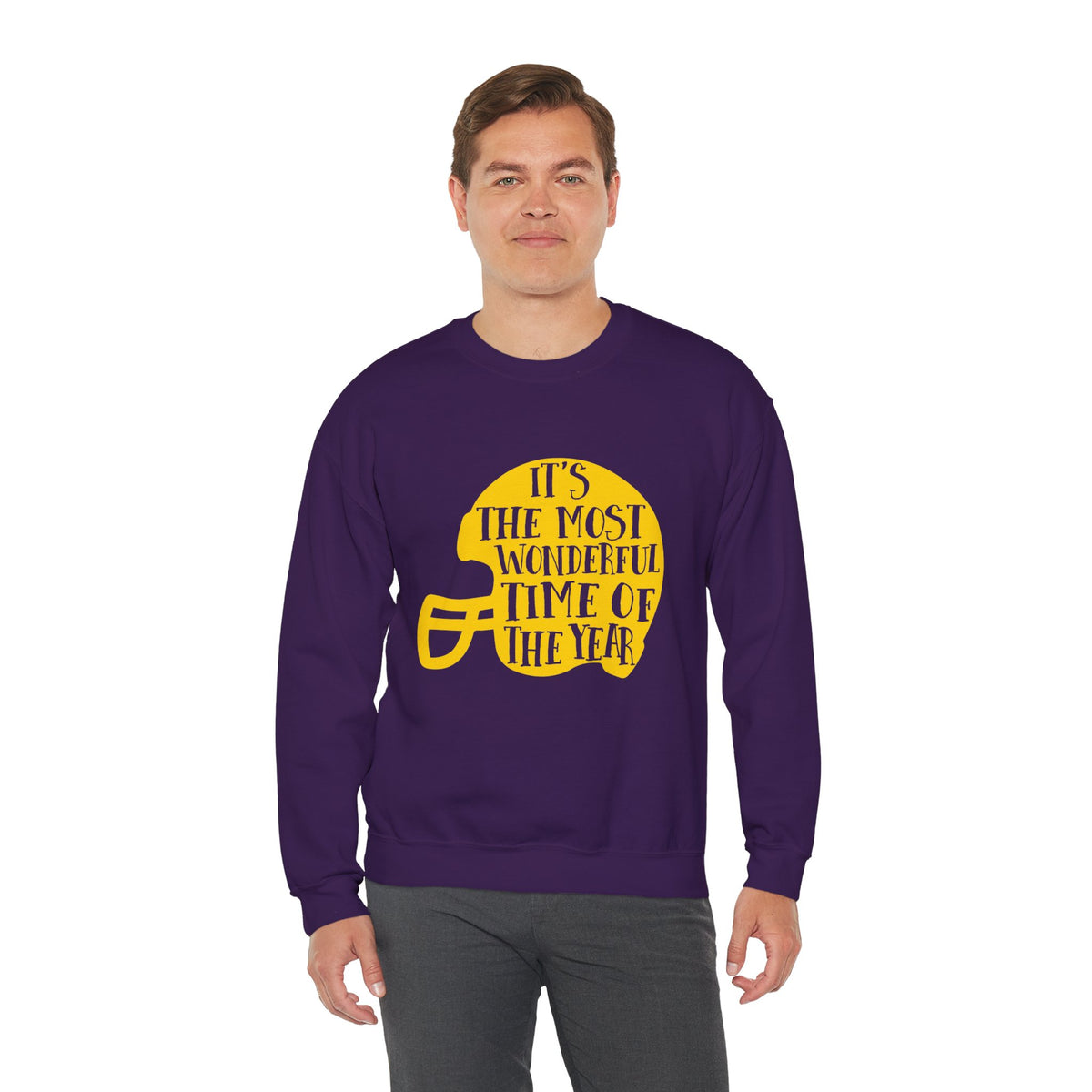 Football Helmet 'It's the Most Wonderful Time of the Year' Crewneck Sweatshirt | Football Fan Apparel, Team Spirit Sweatshirt, Football Season