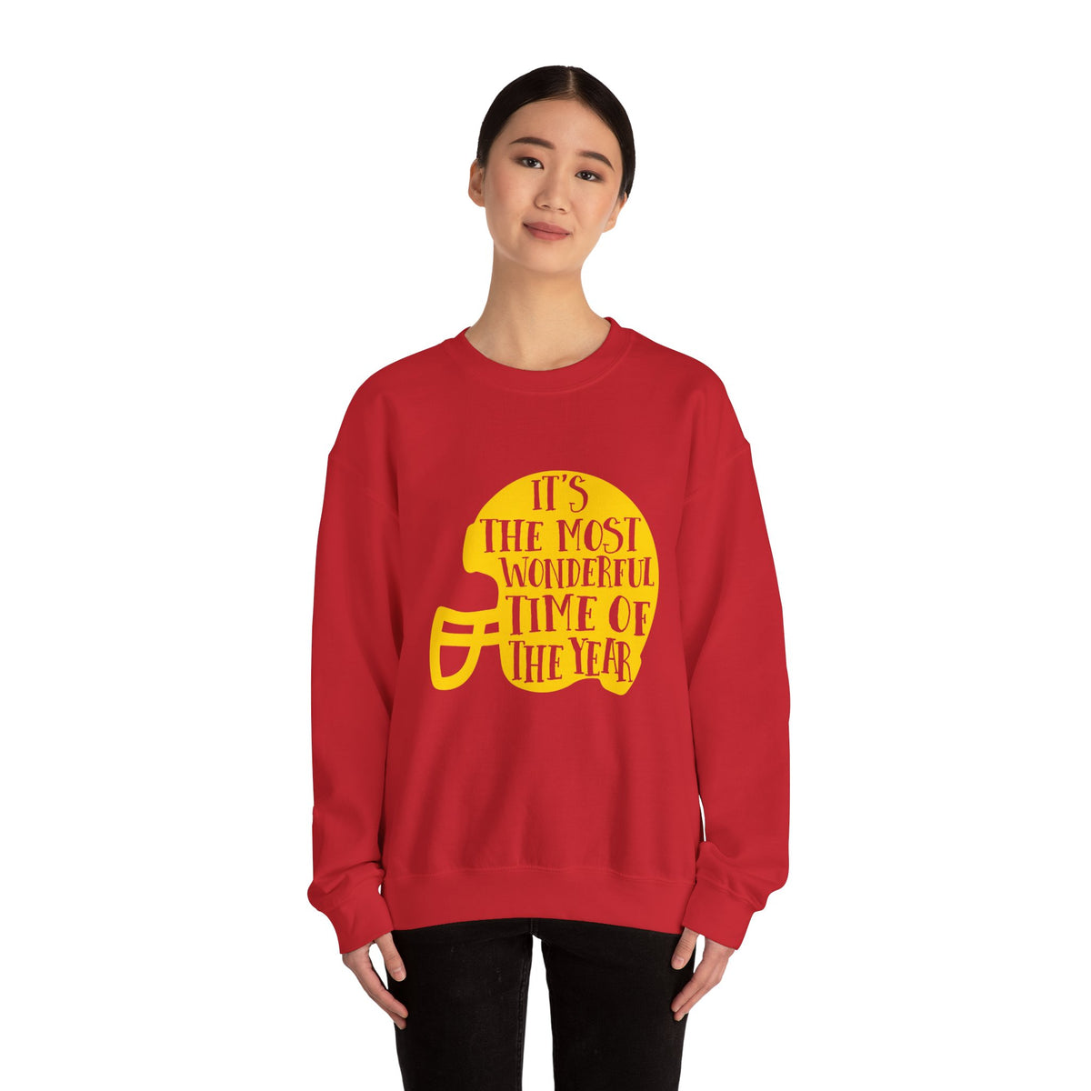 Football Helmet 'It's the Most Wonderful Time of the Year' Crewneck Sweatshirt | Football Fan Apparel, Team Spirit Sweatshirt, Football Season