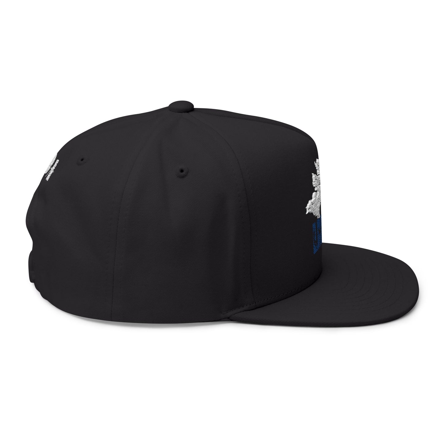 Flat Bill Cap — LMDA Embroidered Distressed Logo Snapback