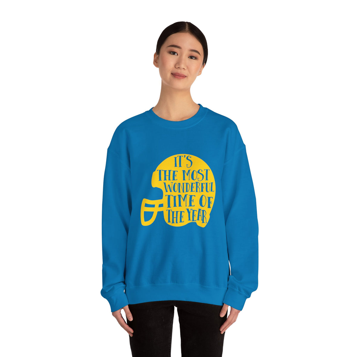 Football Helmet 'It's the Most Wonderful Time of the Year' Crewneck Sweatshirt | Football Fan Apparel, Team Spirit Sweatshirt, Football Season
