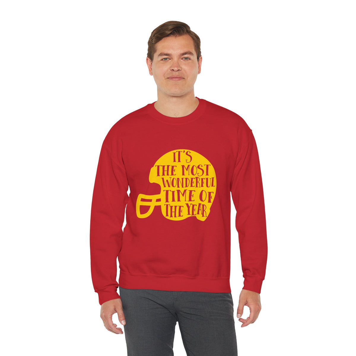Football Helmet 'It's the Most Wonderful Time of the Year' Crewneck Sweatshirt | Football Fan Apparel, Team Spirit Sweatshirt, Football Season