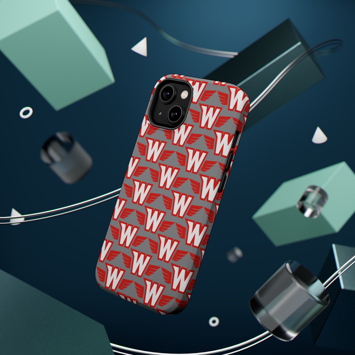 Stylish Magnetic Phone Case - Westonka White Hawks, Wings Up