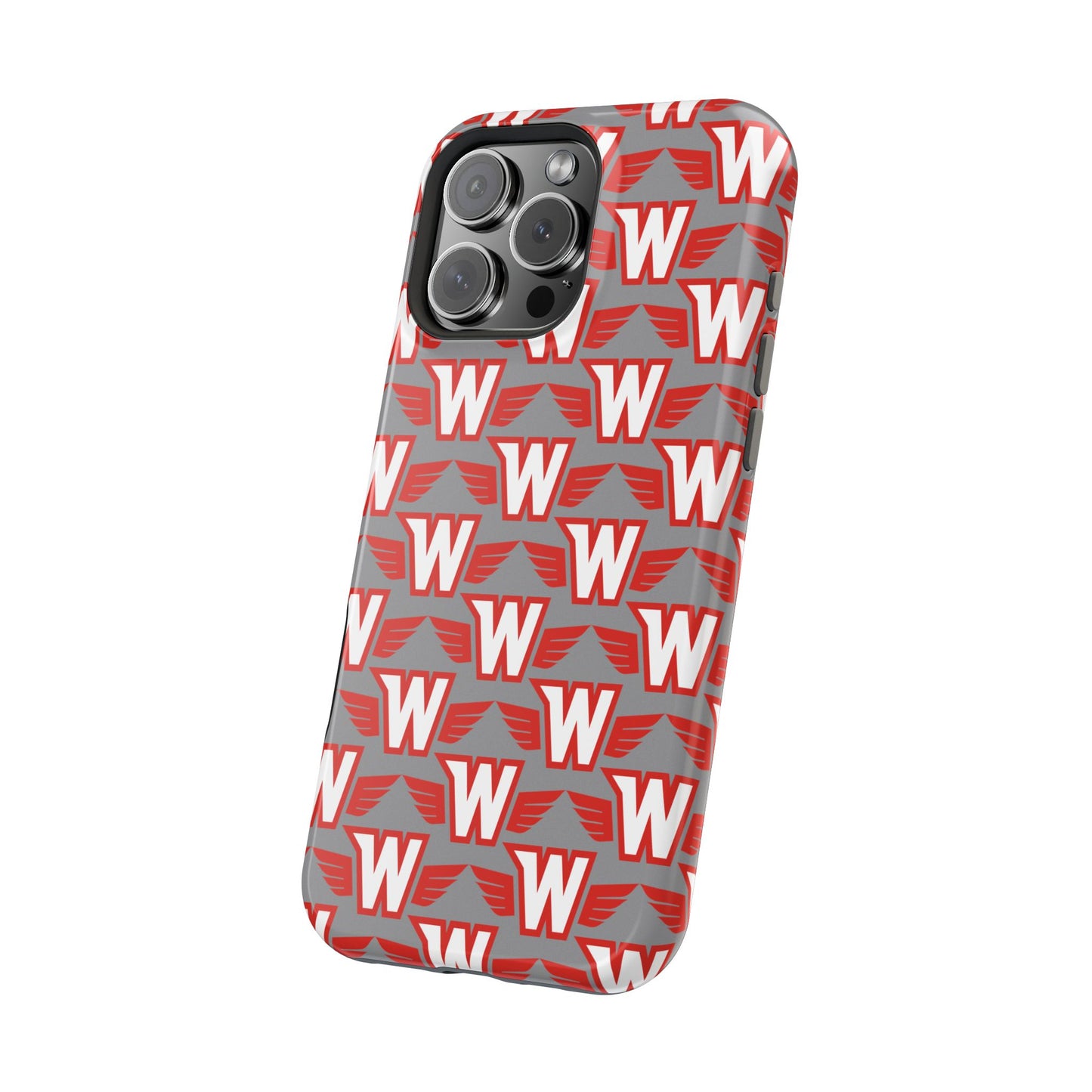 Stylish Magnetic Phone Case - Westonka White Hawks, Wings Up