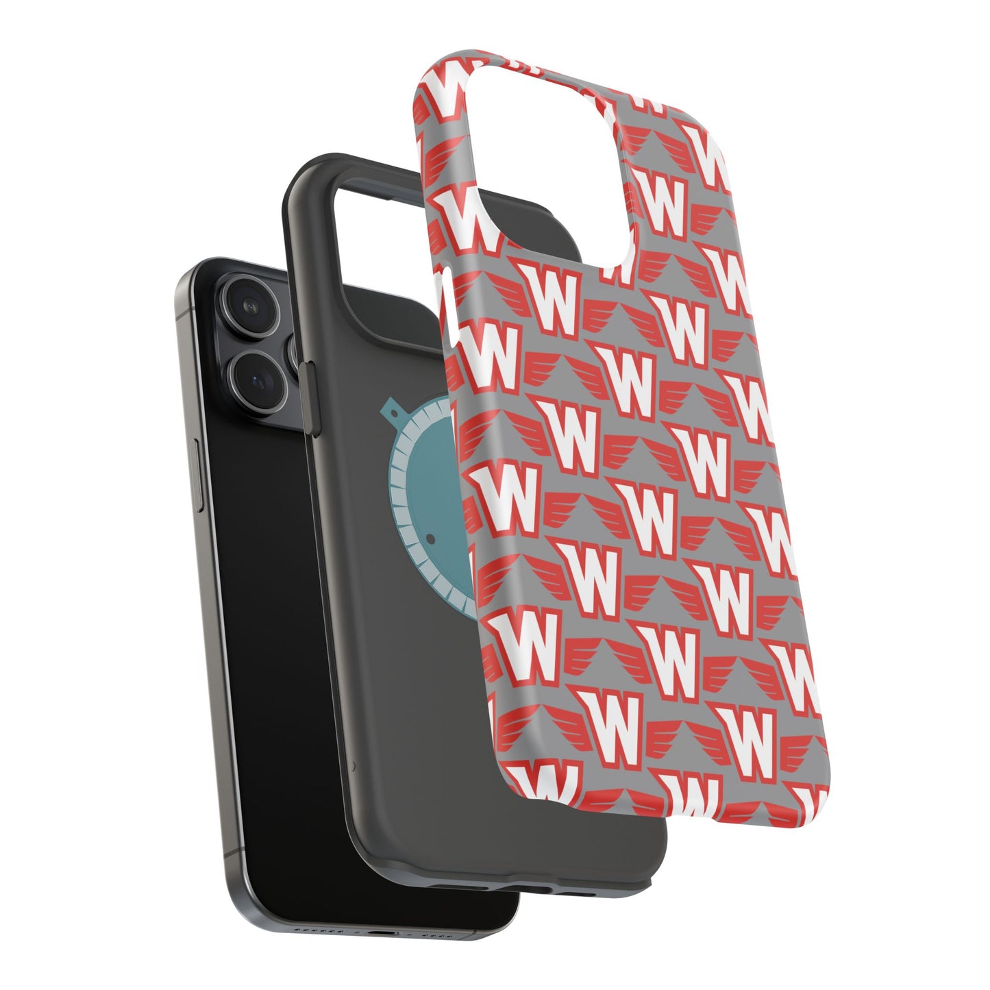 Stylish Magnetic Phone Case - Westonka White Hawks, Wings Up