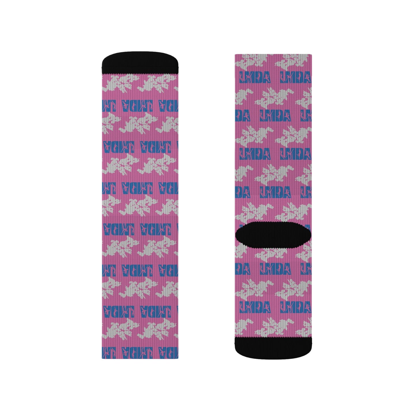 LMDA Sublimation Socks — Novelty Crew Socks with Repeating LMDA