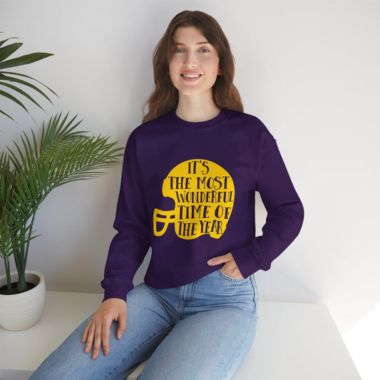 Football Helmet 'It's the Most Wonderful Time of the Year' Crewneck Sweatshirt | Football Fan Apparel, Team Spirit Sweatshirt, Football Season