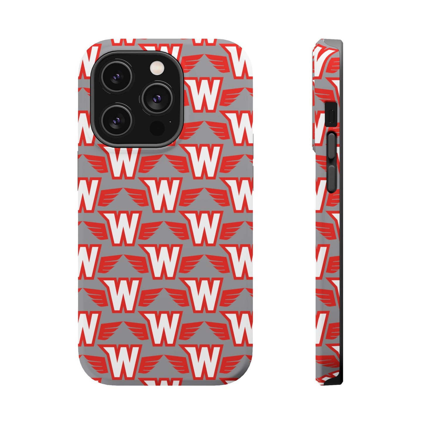 Stylish Magnetic Phone Case - Westonka White Hawks, Wings Up