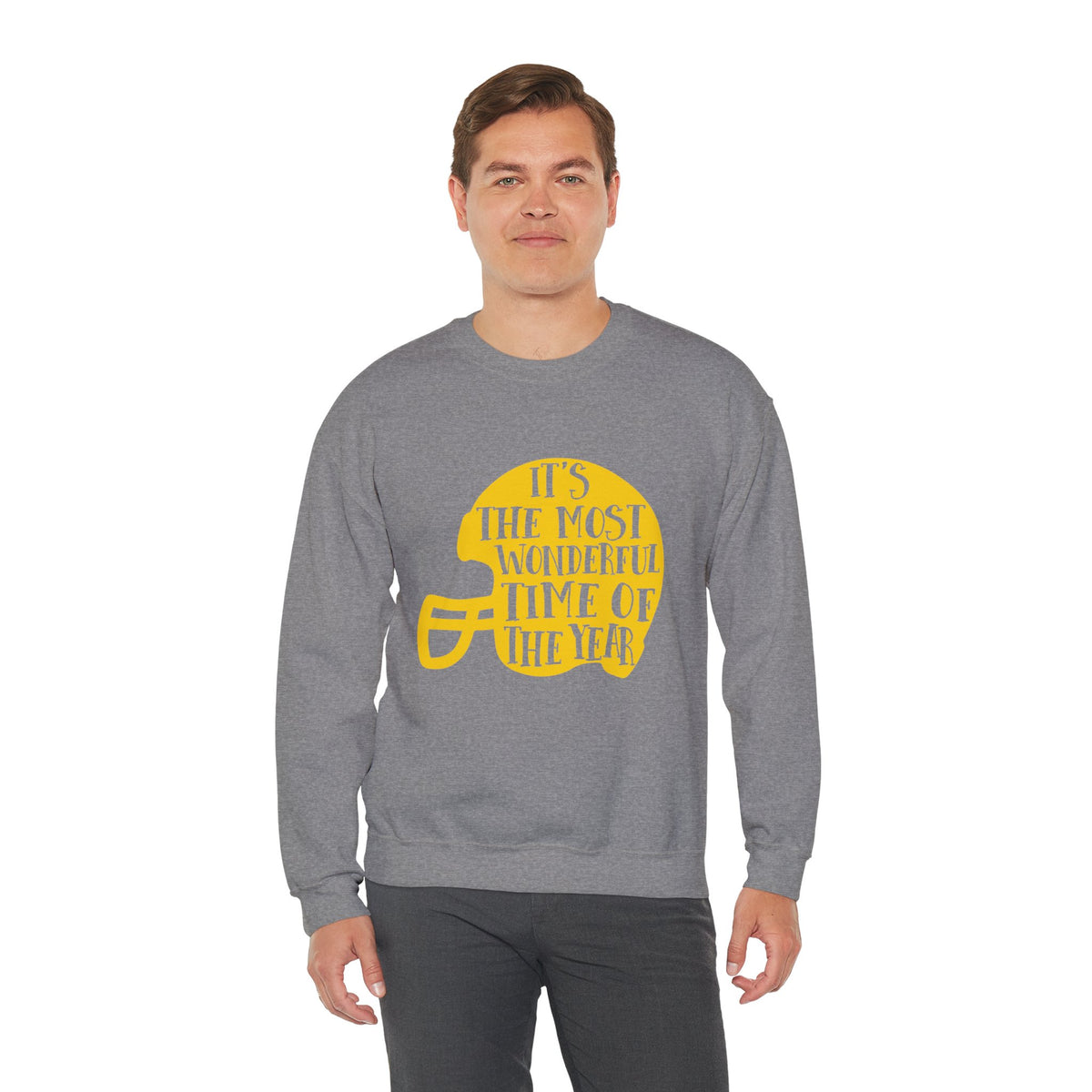 Football Helmet 'It's the Most Wonderful Time of the Year' Crewneck Sweatshirt | Football Fan Apparel, Team Spirit Sweatshirt, Football Season