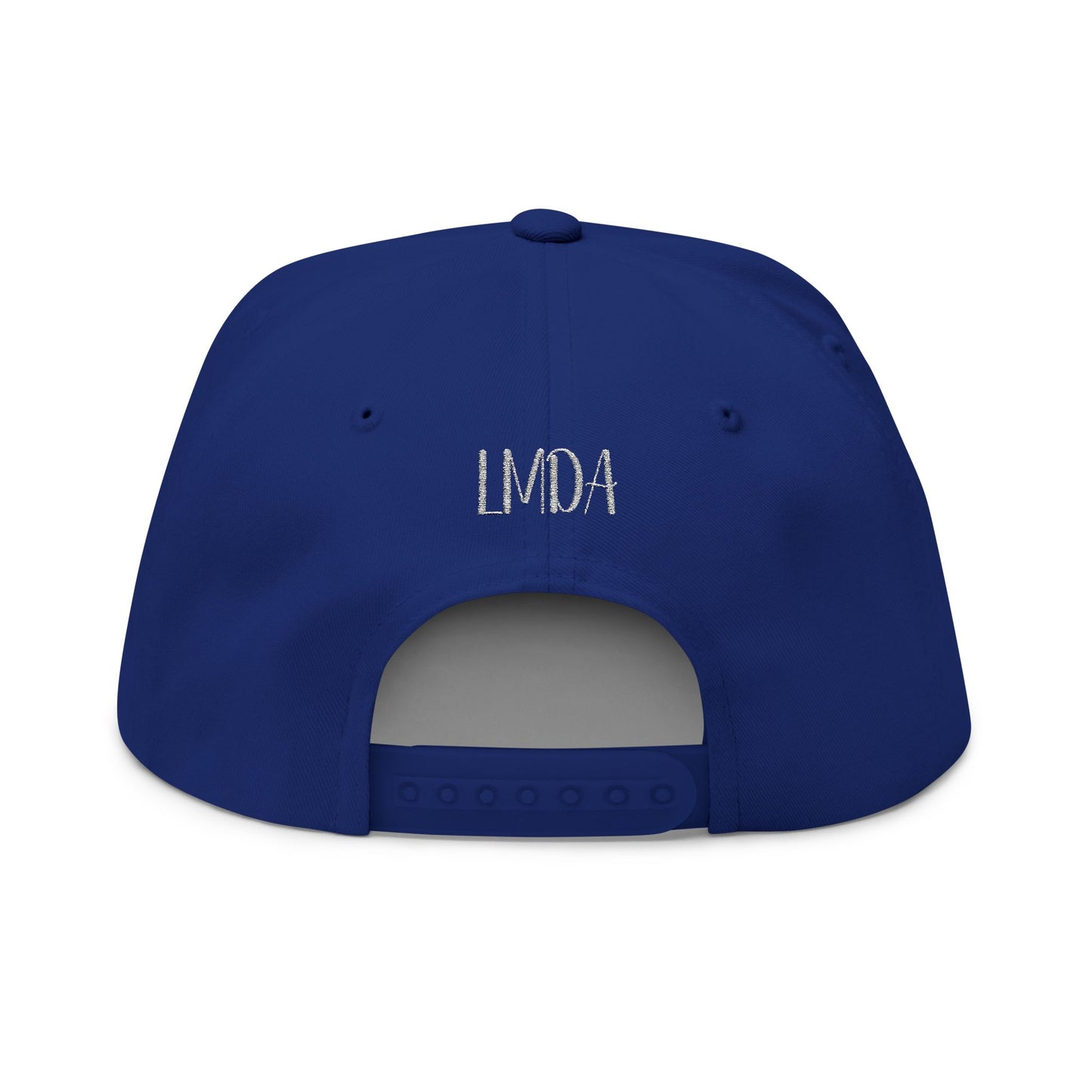 Flat Bill Cap — LMDA Embroidered Distressed Logo Snapback