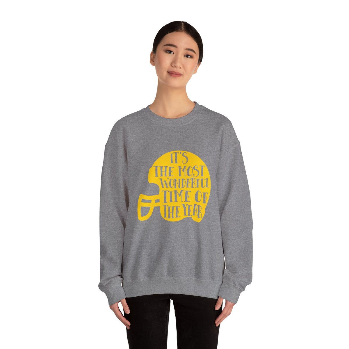 Football Helmet 'It's the Most Wonderful Time of the Year' Crewneck Sweatshirt | Football Fan Apparel, Team Spirit Sweatshirt, Football Season