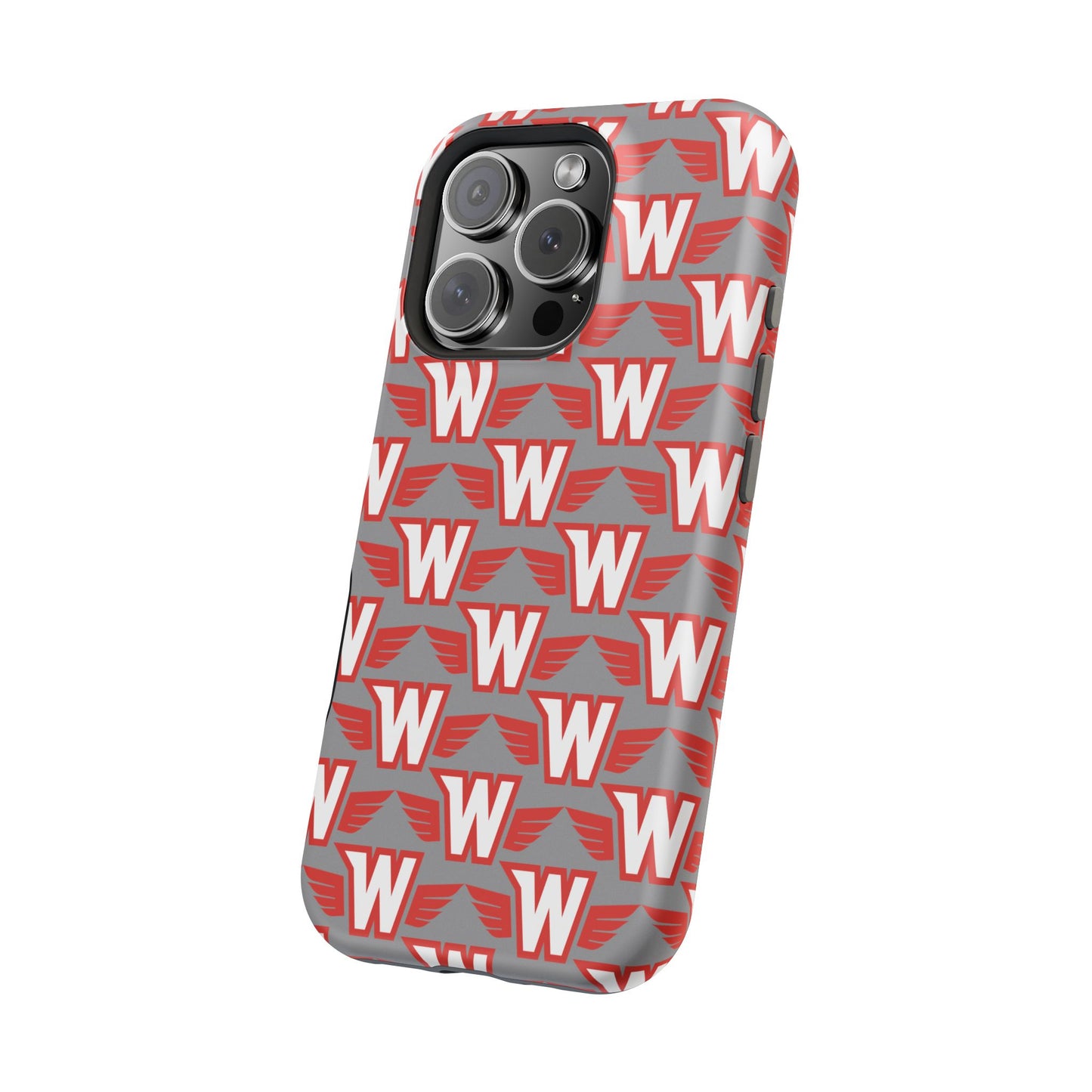 Stylish Magnetic Phone Case - Westonka White Hawks, Wings Up