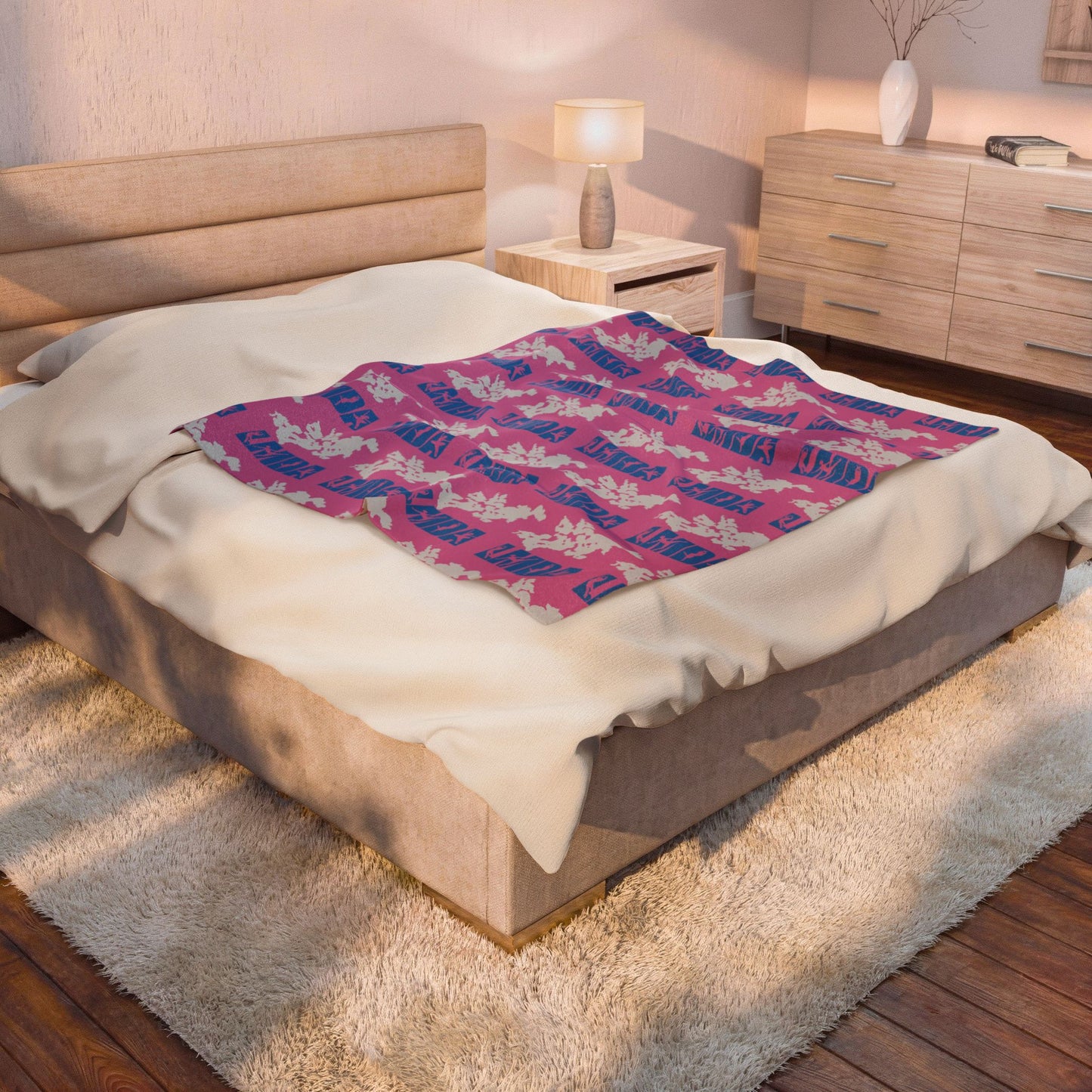 Plush Blanket — Pink LMDA Velveteen Throw
