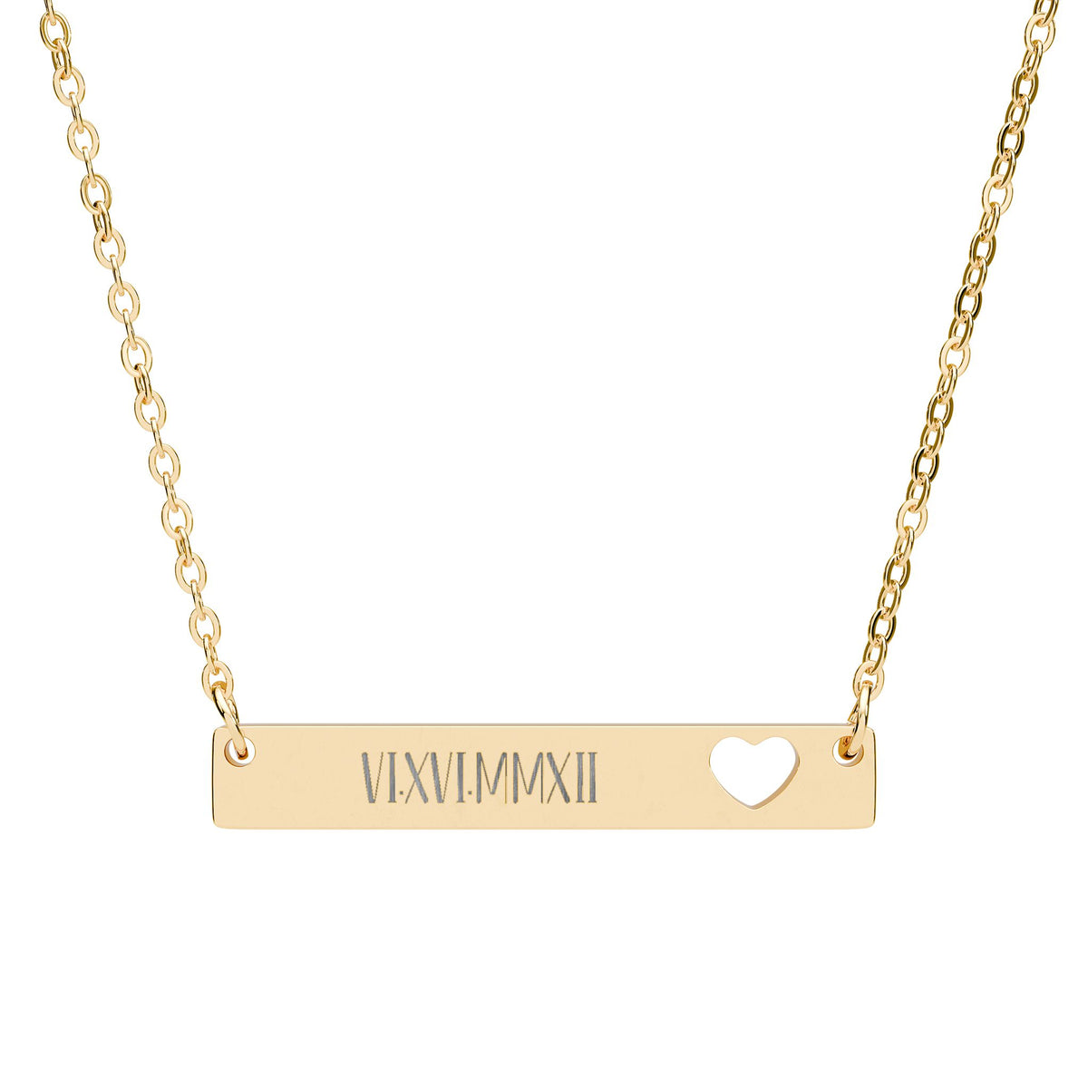 Necklace, Personalized Anniversary Date Roman Numerals Engraved Heart Pendant, Wedding Date Bar Jewelry, Shower gift, Anniversary gift