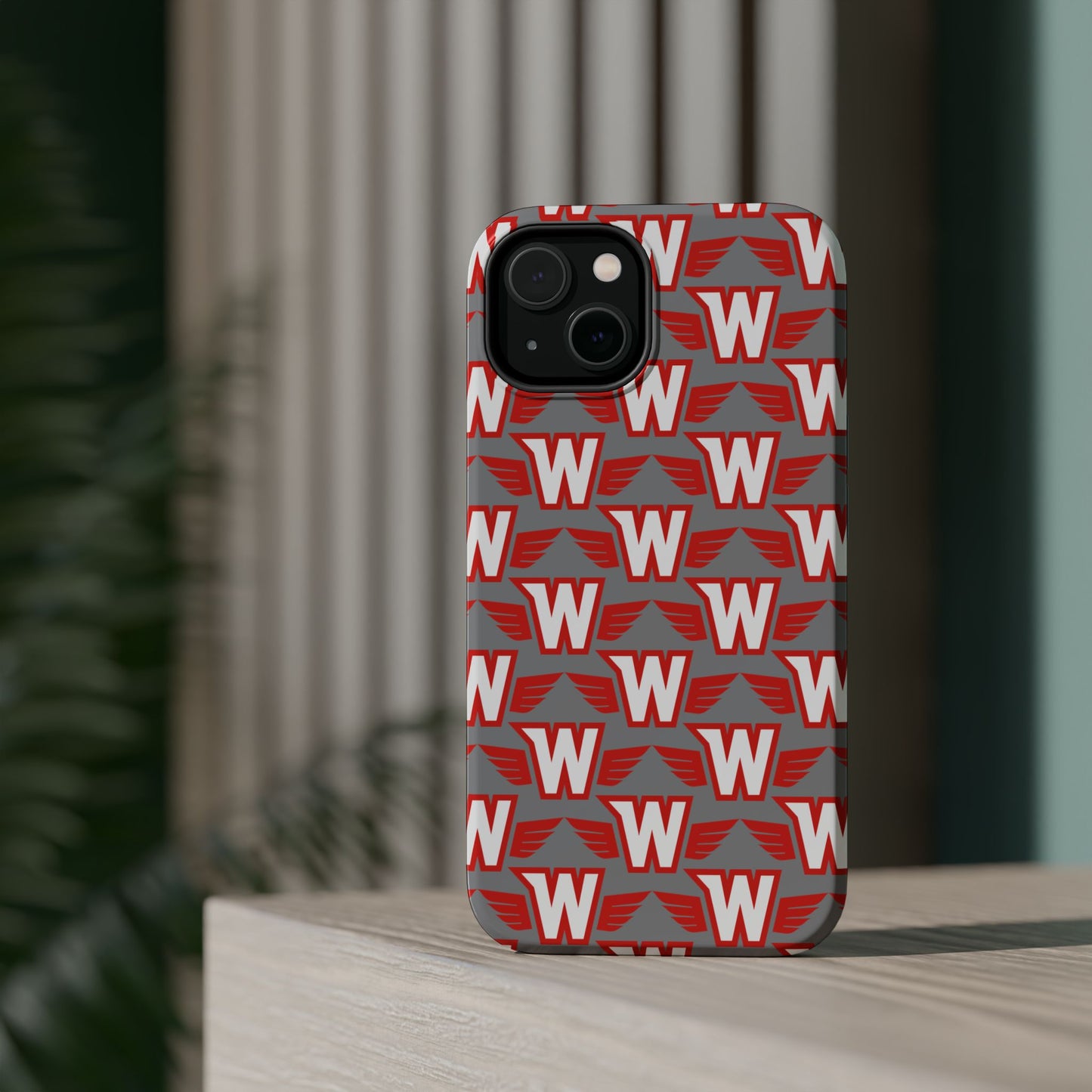 Stylish Magnetic Phone Case - Westonka White Hawks, Wings Up