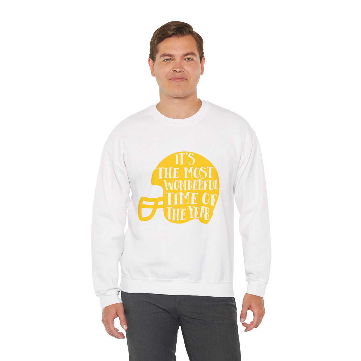 Football Helmet 'It's the Most Wonderful Time of the Year' Crewneck Sweatshirt | Football Fan Apparel, Team Spirit Sweatshirt, Football Season