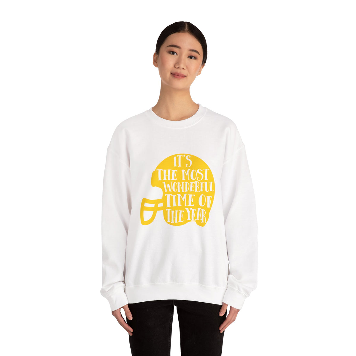 Football Helmet 'It's the Most Wonderful Time of the Year' Crewneck Sweatshirt | Football Fan Apparel, Team Spirit Sweatshirt, Football Season