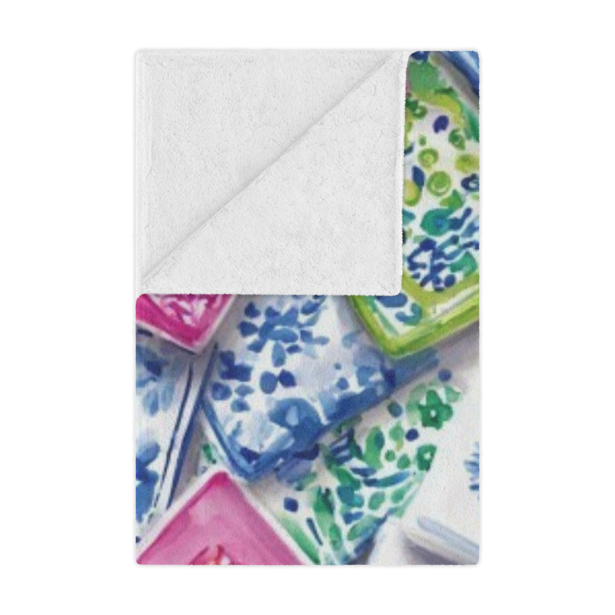 Minky Blanket — Floral Mahjong Tile Plush Throw