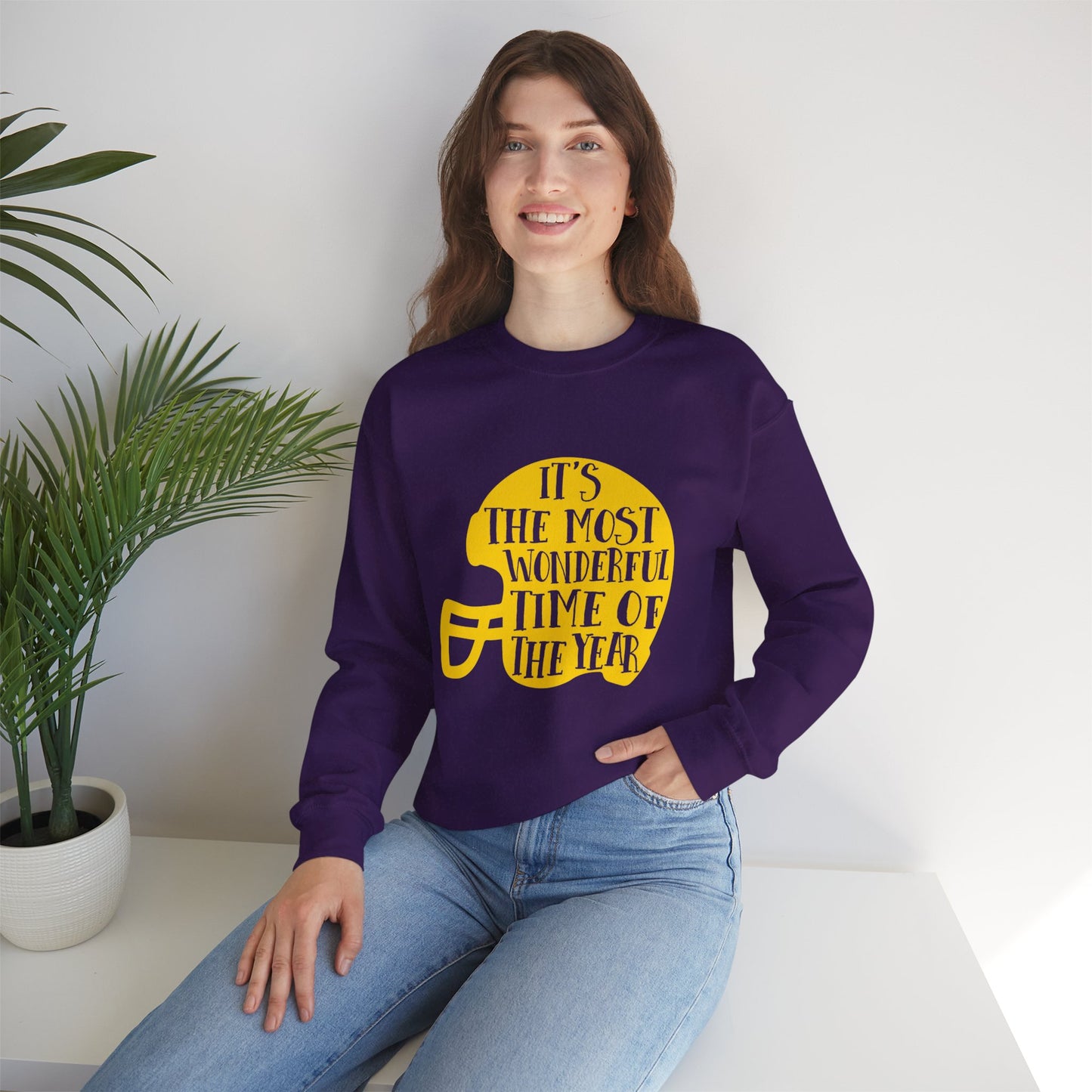 Football Helmet 'It's the Most Wonderful Time of the Year' Crewneck Sweatshirt | NFL Fan Apparel, Team Spirit Sweatshirt, Football Season