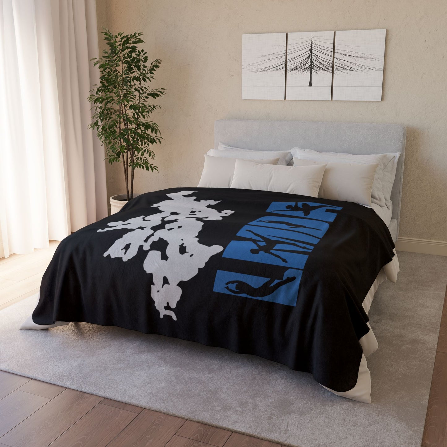 Fleece Sherpa Blanket — LMDA Dance Silhouette Lake Minnetonka Map Throw