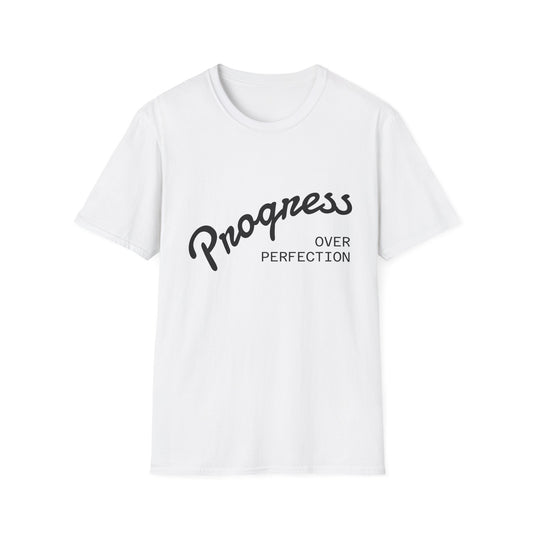 Motivational Quote T-Shirt - Progress Over Perfection, Inspirational Tee, Casual Wear, Gift for Friends, Self-Care Shirt, Everyday Comfort
