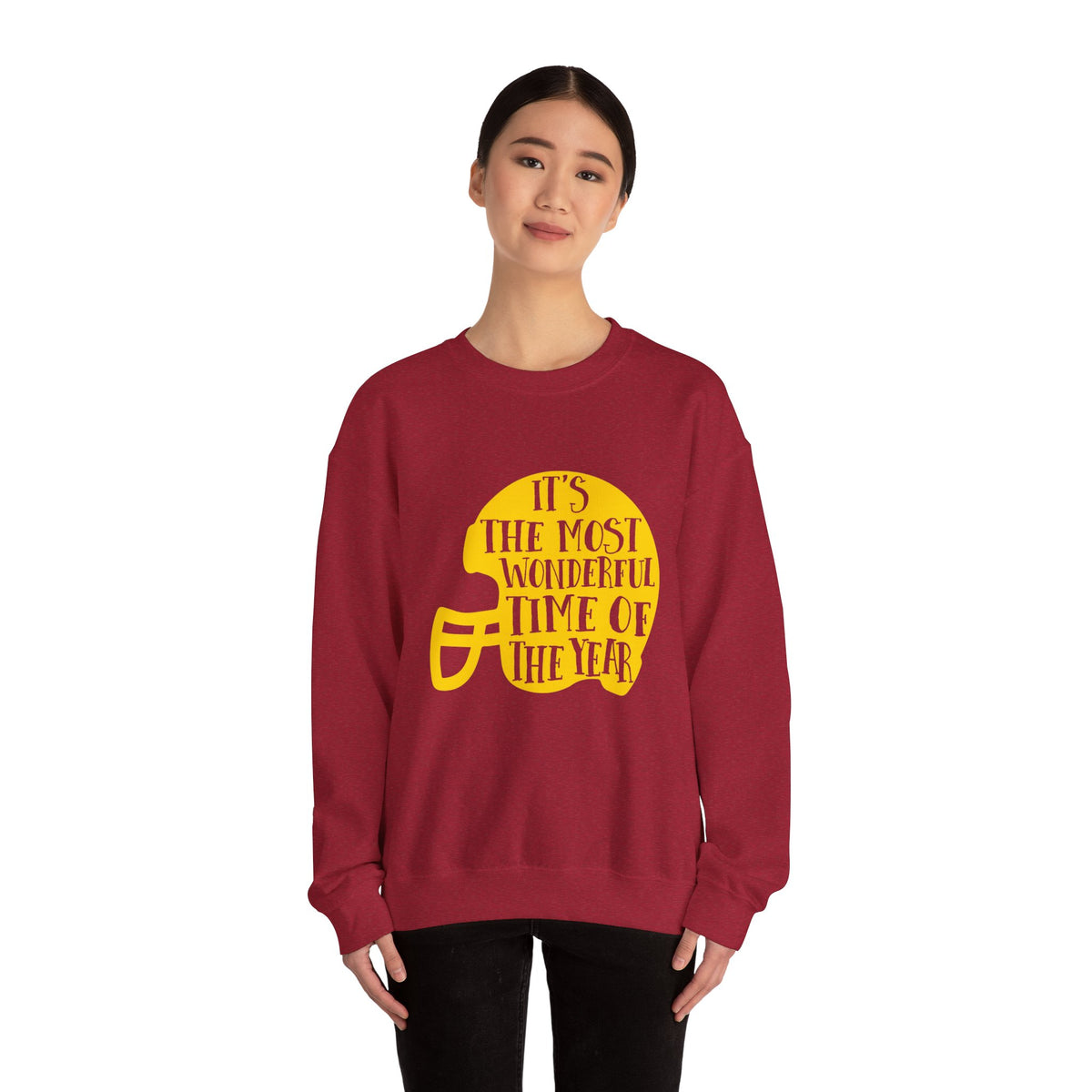 Football Helmet 'It's the Most Wonderful Time of the Year' Crewneck Sweatshirt | Football Fan Apparel, Team Spirit Sweatshirt, Football Season
