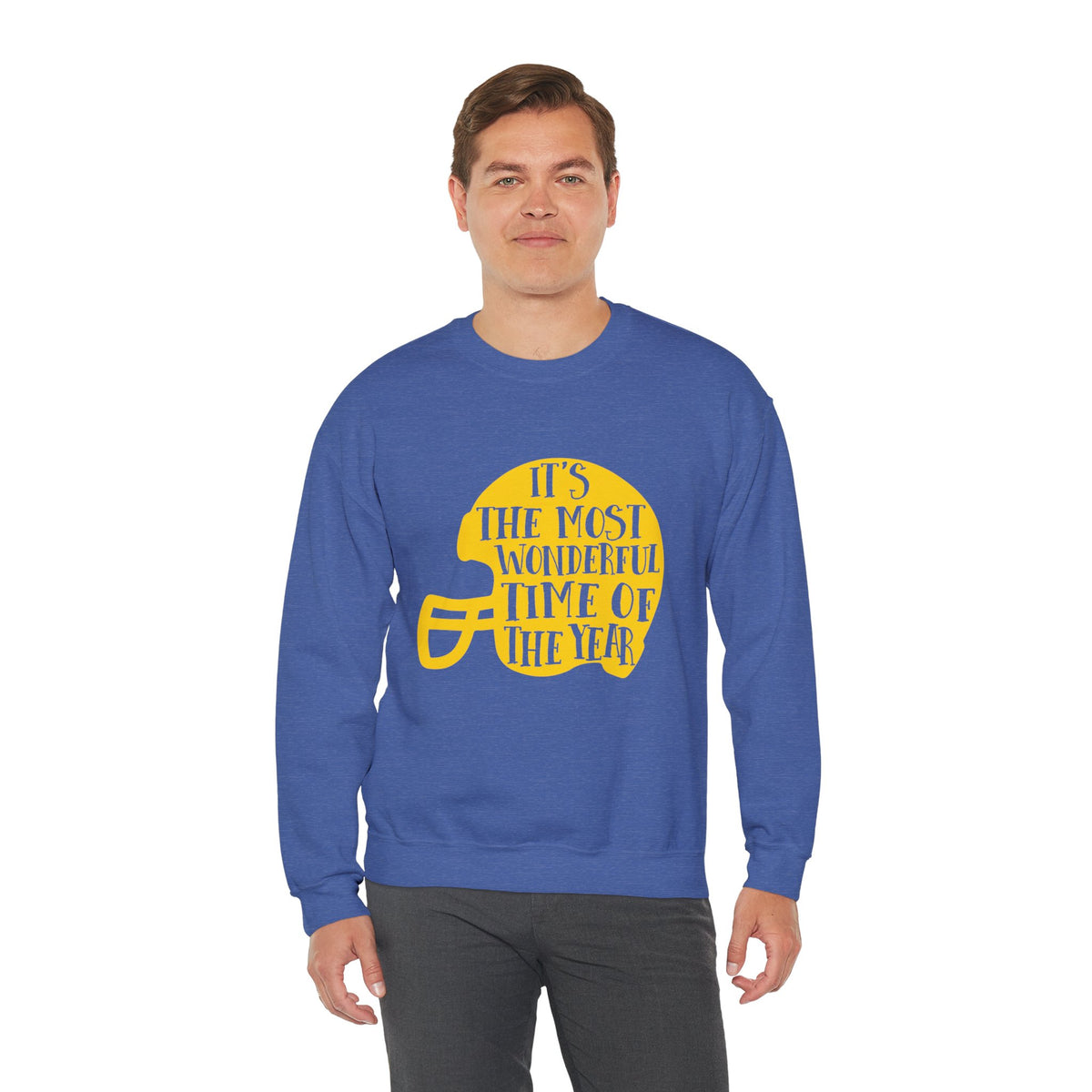 Football Helmet 'It's the Most Wonderful Time of the Year' Crewneck Sweatshirt | Football Fan Apparel, Team Spirit Sweatshirt, Football Season