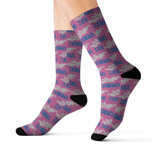 LMDA Sublimation Socks — Novelty Crew Socks with Repeating LMDA