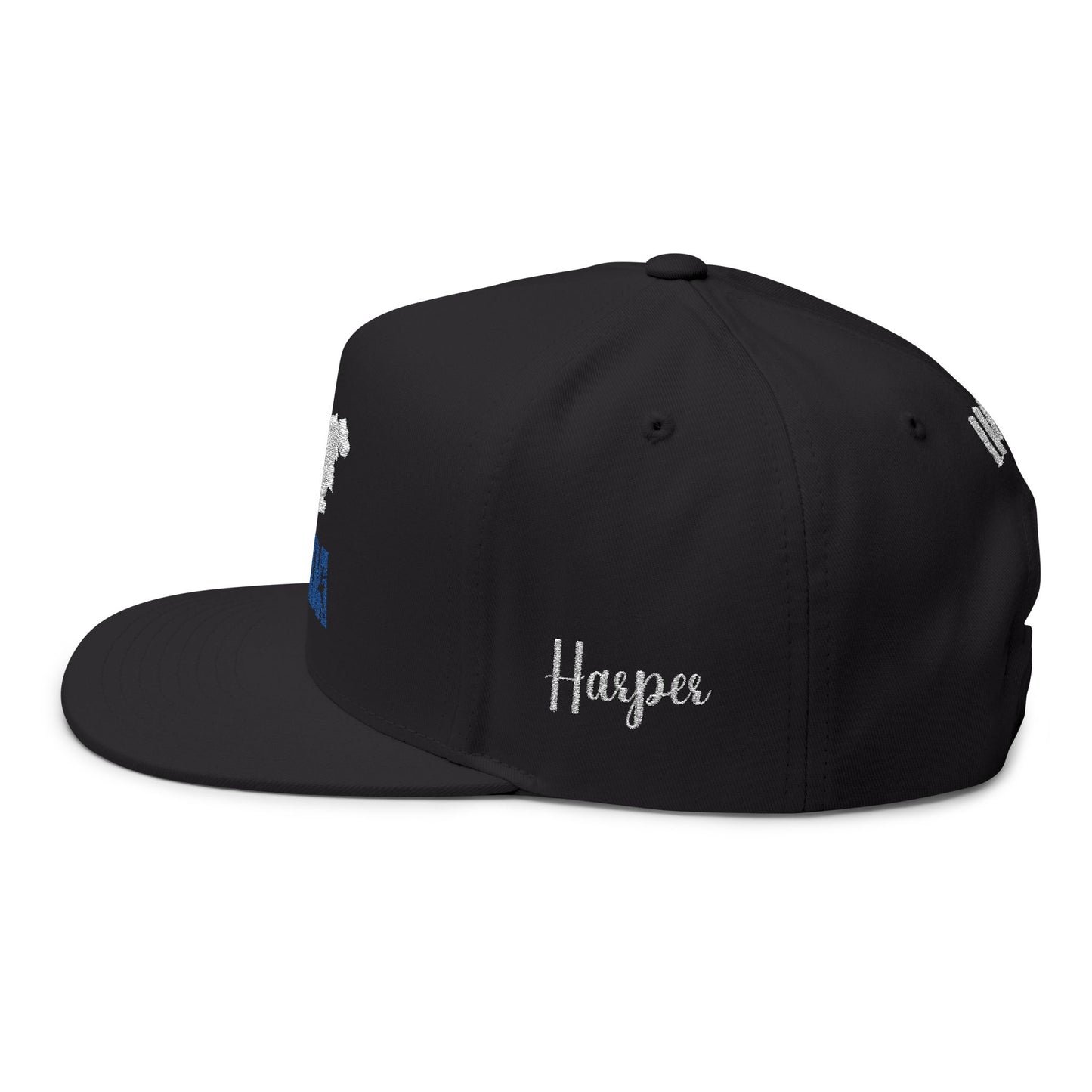 Flat Bill Cap — LMDA Embroidered Distressed Logo Snapback