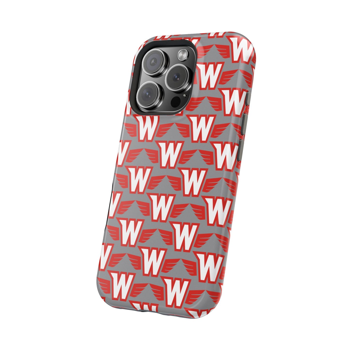 Stylish Magnetic Phone Case - Westonka White Hawks, Wings Up