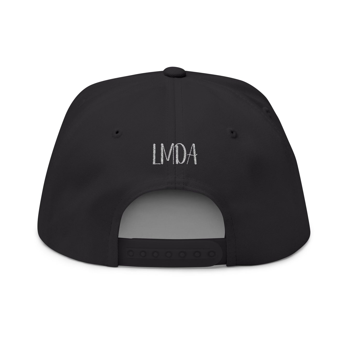 Flat Bill Cap — LMDA Embroidered Distressed Logo Snapback