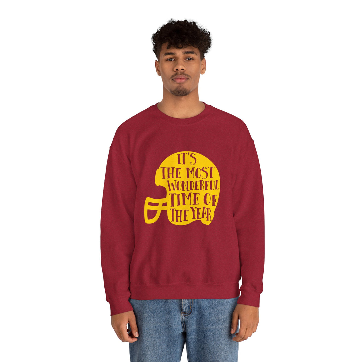 Football Helmet 'It's the Most Wonderful Time of the Year' Crewneck Sweatshirt | Football Fan Apparel, Team Spirit Sweatshirt, Football Season