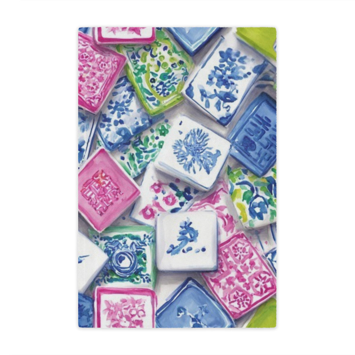 Minky Blanket — Floral Mahjong Tile Plush Throw