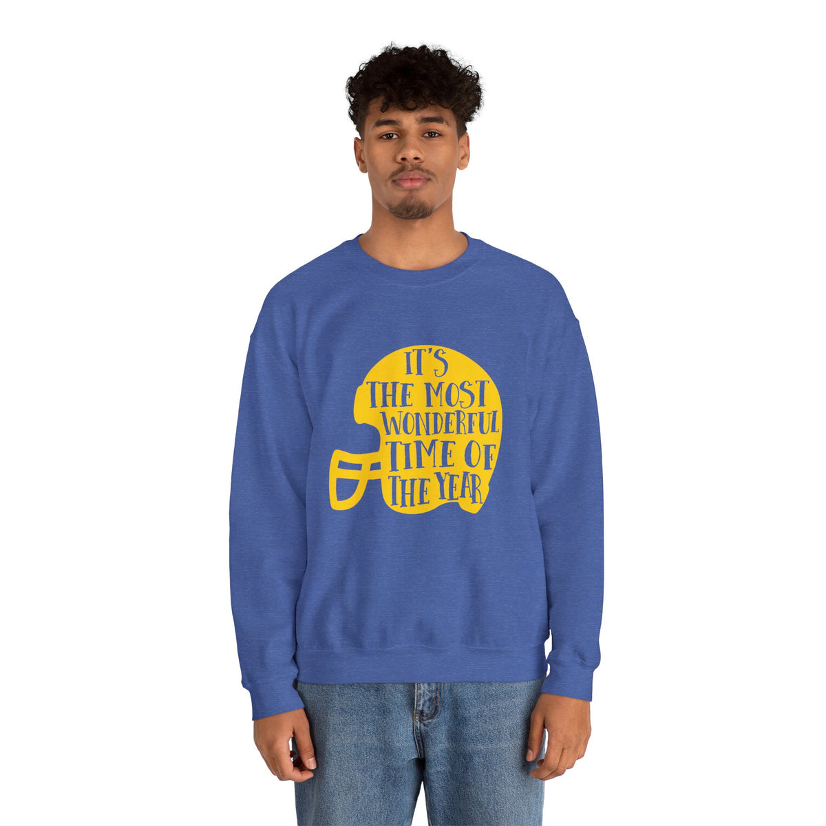Football Helmet 'It's the Most Wonderful Time of the Year' Crewneck Sweatshirt | Football Fan Apparel, Team Spirit Sweatshirt, Football Season