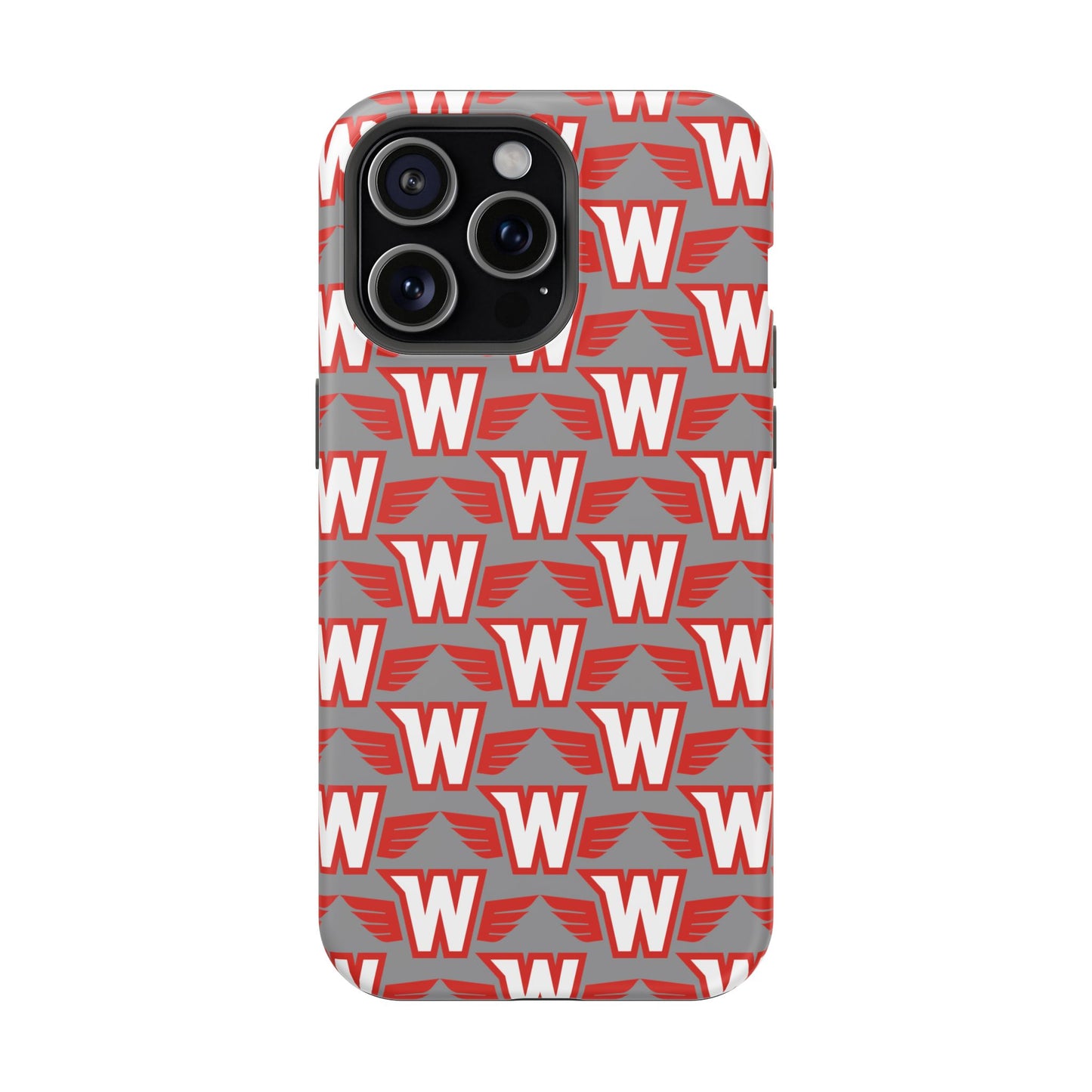 Stylish Magnetic Phone Case - Westonka White Hawks, Wings Up