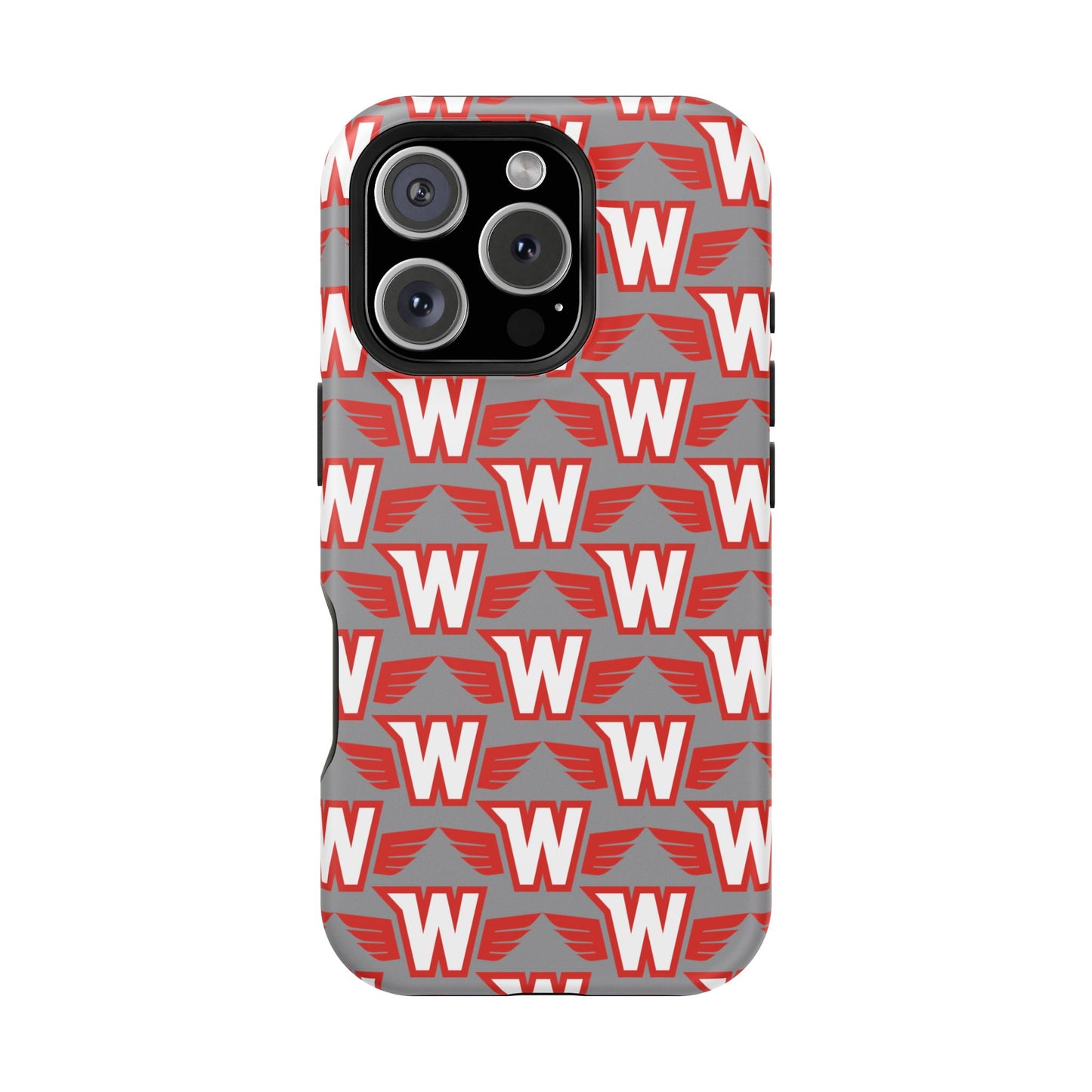 Stylish Magnetic Phone Case - Westonka White Hawks, Wings Up