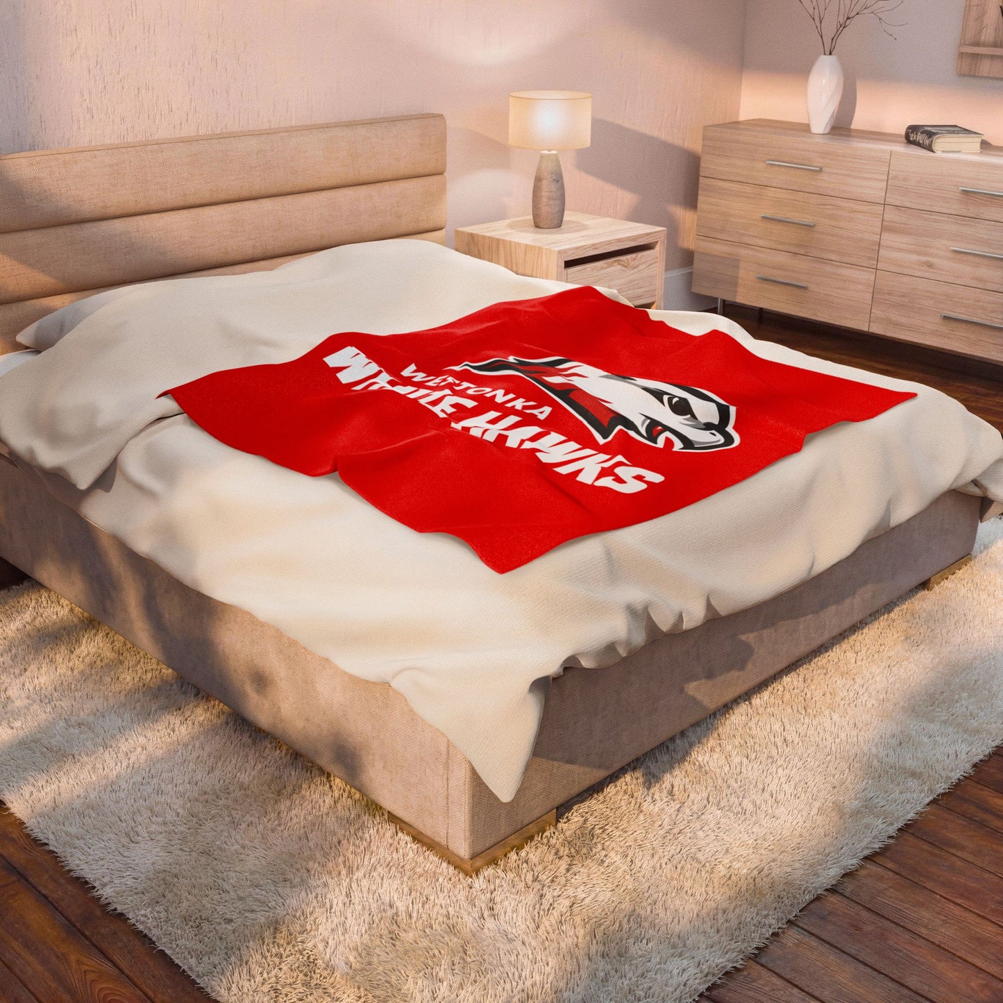 Velveteen Plush Blanket — Westonka White Hawks Logo Throw