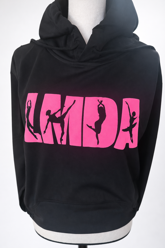 LMDA Neon Pink Letters Black Hoodie
